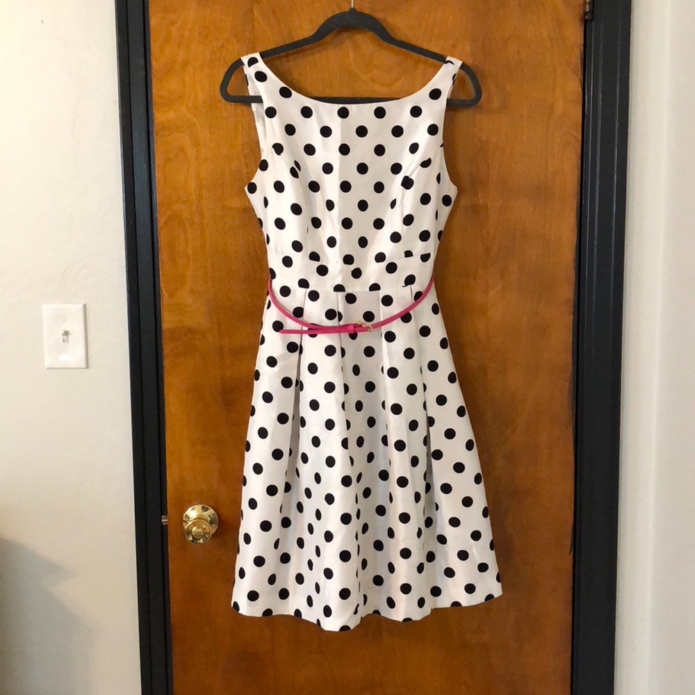 Black and White Polka Dot Dress with Belt